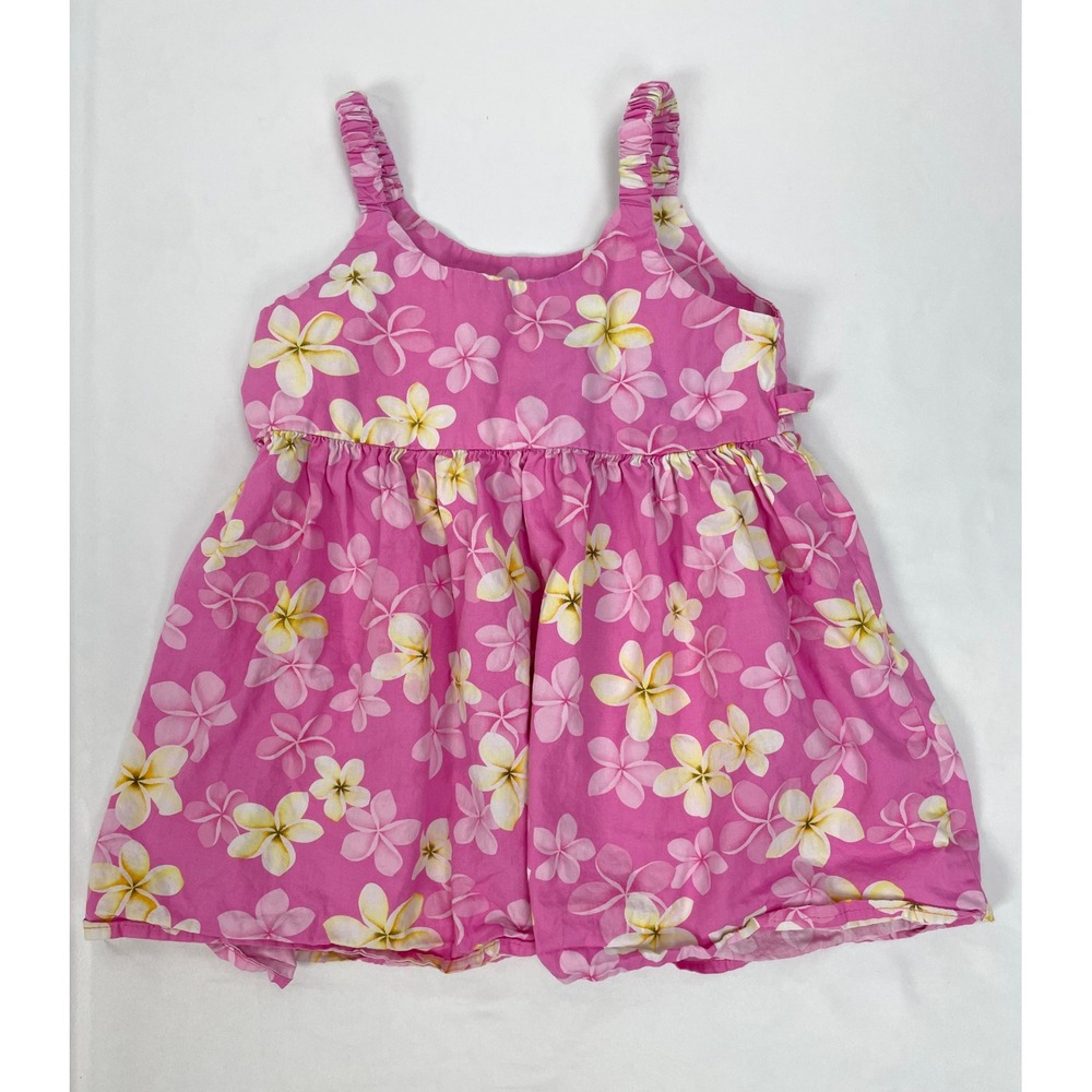 KY's Hawaiian Dress Girl Size 4 Pink Sleeveless Summer Floral‎ Hibiscus